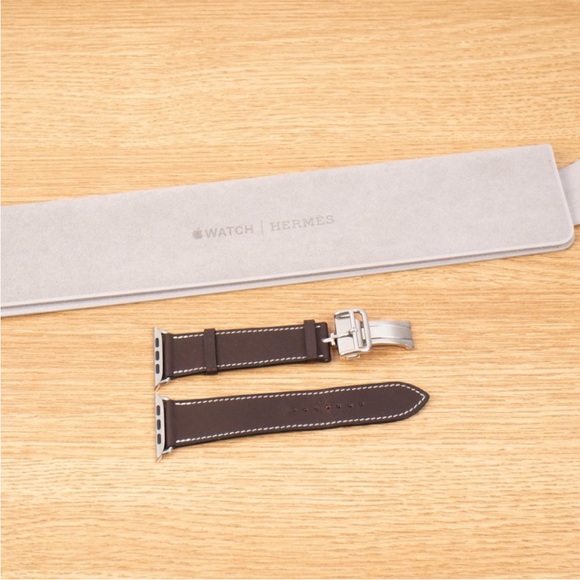 Apple Watch Hermes Hermès 45mm 44mm 42mm Single Tour Deployment Buckle Ébène - Picture 4 of 8